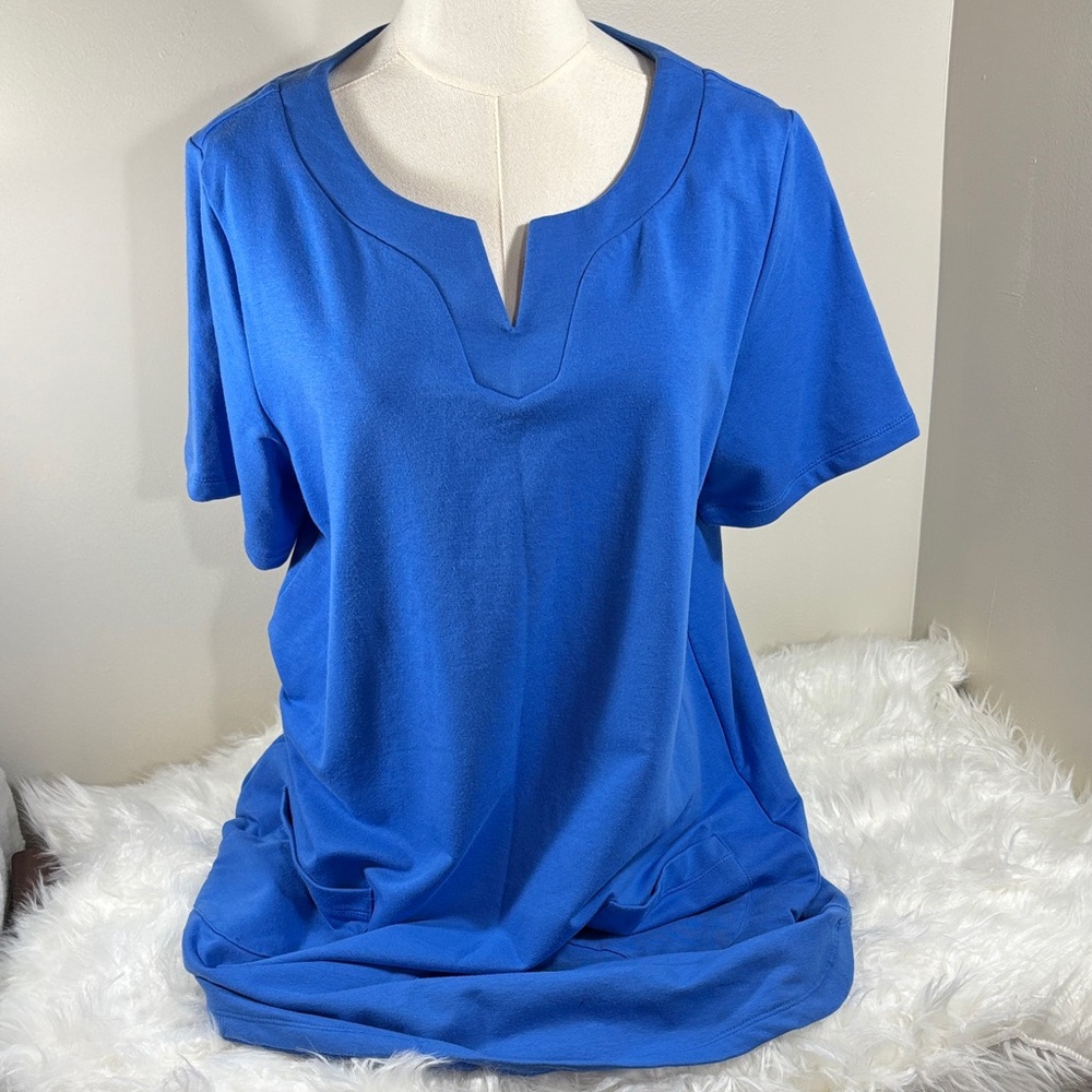 Susan Graver Blue Women's Short Sleeve Top
